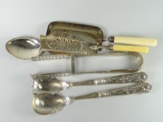 An interesting parcel of silver / part-silver flatware comprising pair of Walker & Hall solid silver