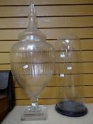 A large glass chemist-style lidded jar together with a glass specimen case Condition reports