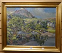 MONTAGUE LEDGER oil on canvas - Snowdonia with dwellings signed 47 x 59 cms Condition reports