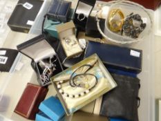 A quantity of boxed and loose assorted costume jewellery Condition reports provided on request by