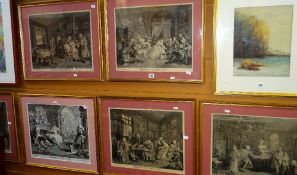 EIGHTEENTH CENTURY black & white engravings, entitled 'Marriage-a-la-mode', 37 x 46cms (6).