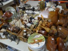 A very large parcel of mixed items including modern wooden carved ornaments, pottery and china