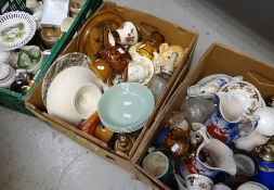 Three boxes of various china and glass including vintage soda siphon, royal commemorative ware,