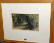 WILLIAM SELWYN mixed media - woodland scene entitled 'Ty Lon Goed', signed, 13 x 21cms Condition