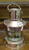 An antique copper marine mast head lamp bearing tablet for RC Murray & Co Ltd, Pollockshaws, Glasgow
