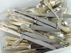 A loose 35-piece silver table cutlery set with Queens pattern design, weight of spoons and forks