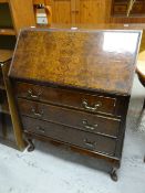 Antique-reproduction sloped burr wood bureau Condition reports provided on request by email for this