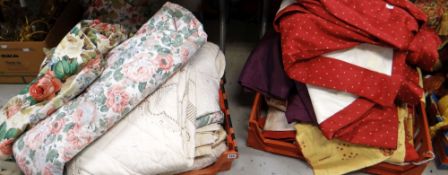 Two crates of various ready made curtains and bedding, lined curtains ETC Condition reports provided