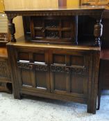 A reproduction Jacobean-style carved oak court cupboard, 125cms wide Condition reports provided on