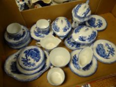 Blue & white transfer printed miniature child's teaset Condition reports provided on request by