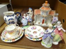 A believed Swansea duck egg porcelain saucer painted with flowers and gilding together with