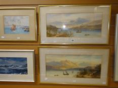 NINETEENTH CENTURY SCHOOL pair of watercolours - of Continental lakes with boats and figures,