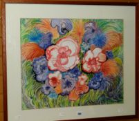 CAROL HOPKIN watercolour and crayon - botanical study, signed, 48 x 58cms (framed & glazed)