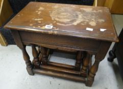Nest of three oak tables Condition reports provided on request by email for this auction otherwise
