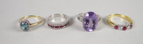 Four sundry 18ct gold set dress rings, 21gms Condition reports provided on request by email for this