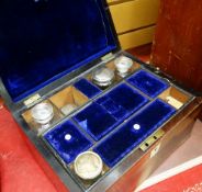 Victorian rosewood sewing box with fitted interior and secret drawer Condition reports provided on