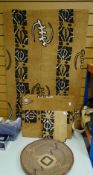 Collection of various African tribal decorated sack cloth paintings Condition reports provided on