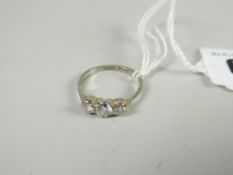 18ct white gold and platinum three-stone diamond ring, 2.1grams approx. Condition reports provided