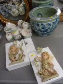 Modern Oriental pottery blue and white jardiniere, a contemporary part tea service by Noritake '