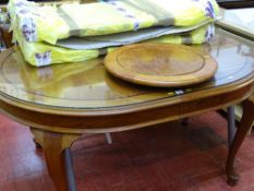 Hardwood oval extending dining table with two leaves and a 'Lazy Susan'