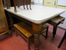 Formica topped table with end drawer