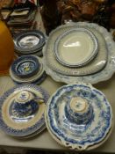 Quantity of blue and white dinnerware