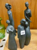 Four black Royal Doulton figurines - 'Images', 'Sympathy', 'Peace' and 'Images Carefree'