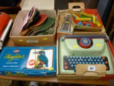 Mettoy child's typewriter, an unused Airfix Kingfisher model kit, other vintage toys and games and a