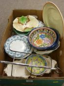 EPNS two tier cakestand, a collection of decorative wall plates and bowls etc