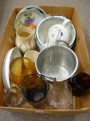 Mixed box of household crockery and glassware