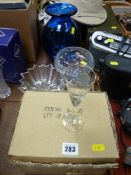 Boxed set of Swedish stemmed shot glasses and other glassware