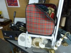 Parcel of miscellaneous household items including lighting, tools, LPs, mobile phone etc