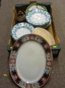 Box of decorative dinner plates etc
