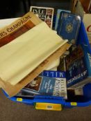 Crate of antique collector's books and a small quantity of posters