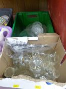Tub and a box of miscellaneous glassware