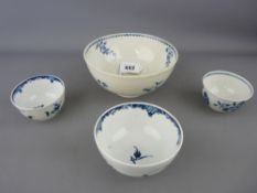 First period Worcester & Caughley group of four bowls to include a 7.5 cms teabowl, three flowers
