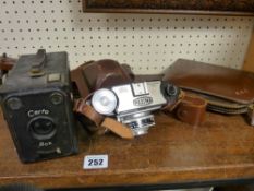Vintage Paxina German made camera in case, a Szerto vintage camera etc