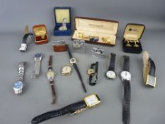 Selection of lady's and gent's wristwatches, a quantity of cufflinks and three vintage lighters