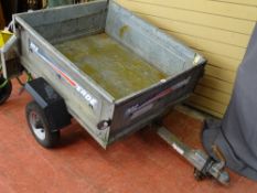 Compact Erde 102 galvanized trailer, approx 3ft x 4ft with tipping action