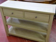 Modern wood effect two drawer, two shelf hall/console table