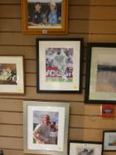 Signed photograph of Monty Panesar, signed photograph of Duncan Fletcher and Nassau Hussain and a