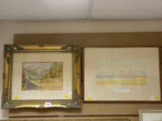 GEORGE COCKRAM watercolour and a mountain scene watercolour