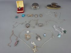 Good collection of mainly silver jewellery with a hallmarked silver nail buffer and dressing table