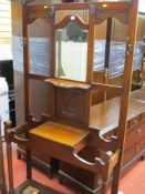 Mahogany hallstand with central compartment and bevelled glass mirror