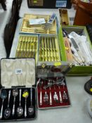 Parcel of flatware, some cased, apostle spoons etc