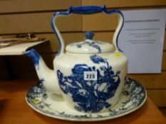 Staffs pottery oversized kettle and a meat platter