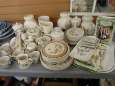 Good selection of St Michaels 'Autumn Leaves' oven to tableware, storage jars and associated goods