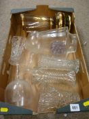 Collection of glass vases and two large brandy glasses