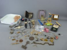 Mixed selection of vintage wristwatches, coinage, cufflinks and various other collectables