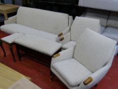Matching upholstered sofa bed, 2 chairs, stool and twin box seat